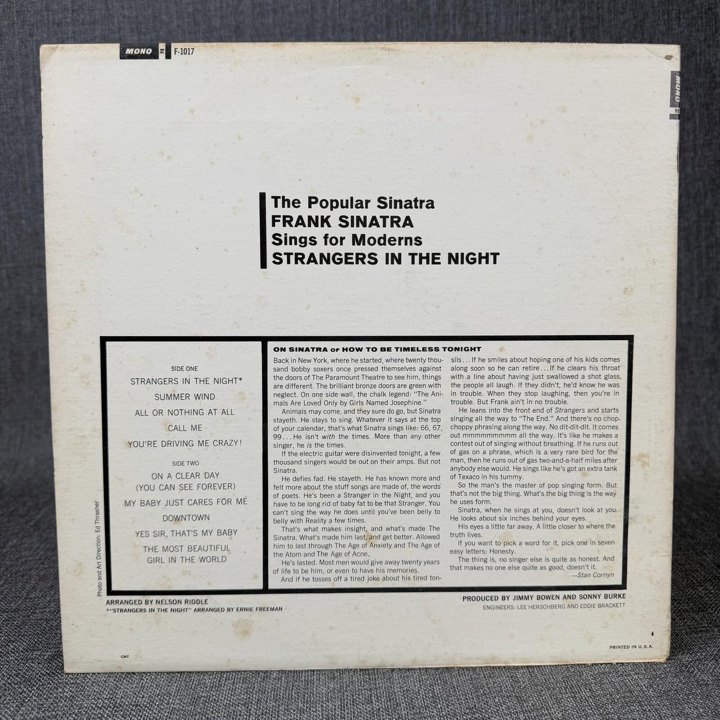 Frank Sinatra Strangers in the Night Warner Bros. Records Vinyl Record