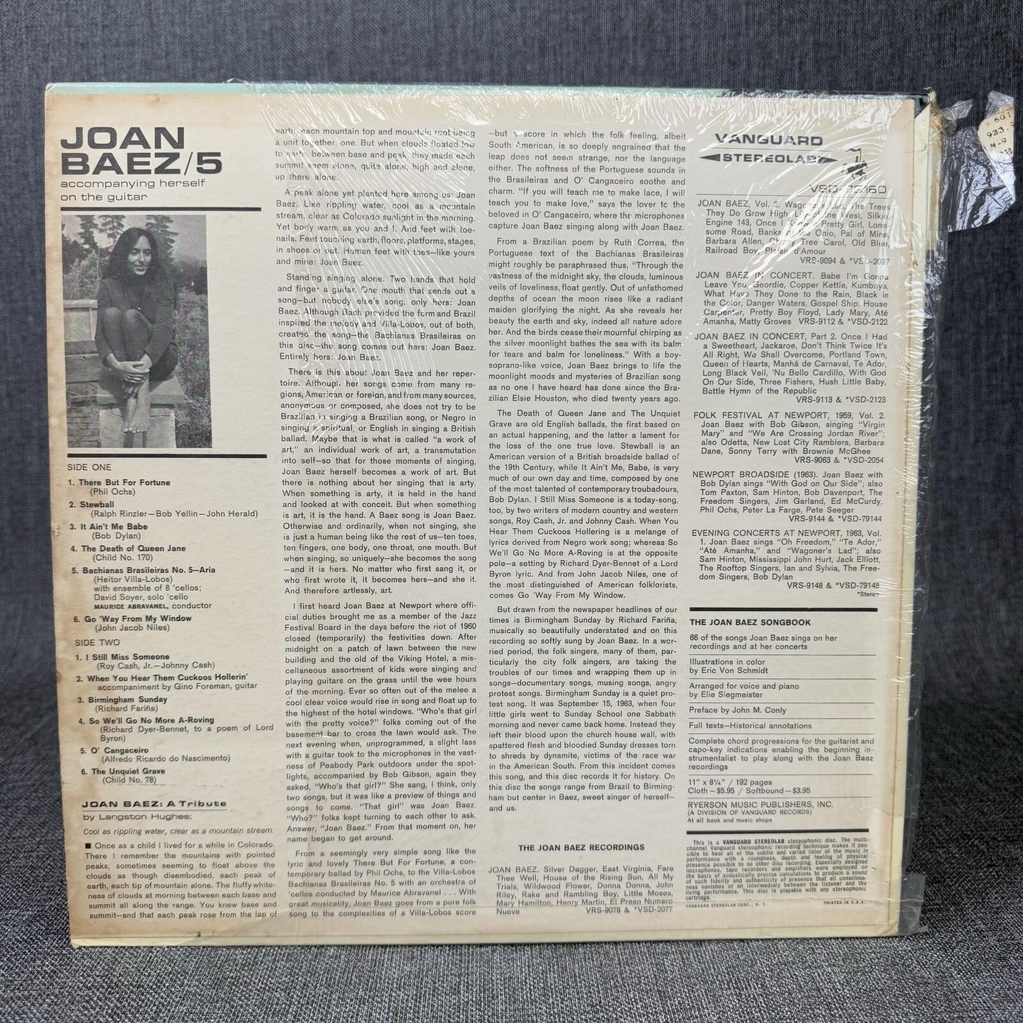 Joan Baez Accompanying Herself on the Guitar Vinyl Record 1964