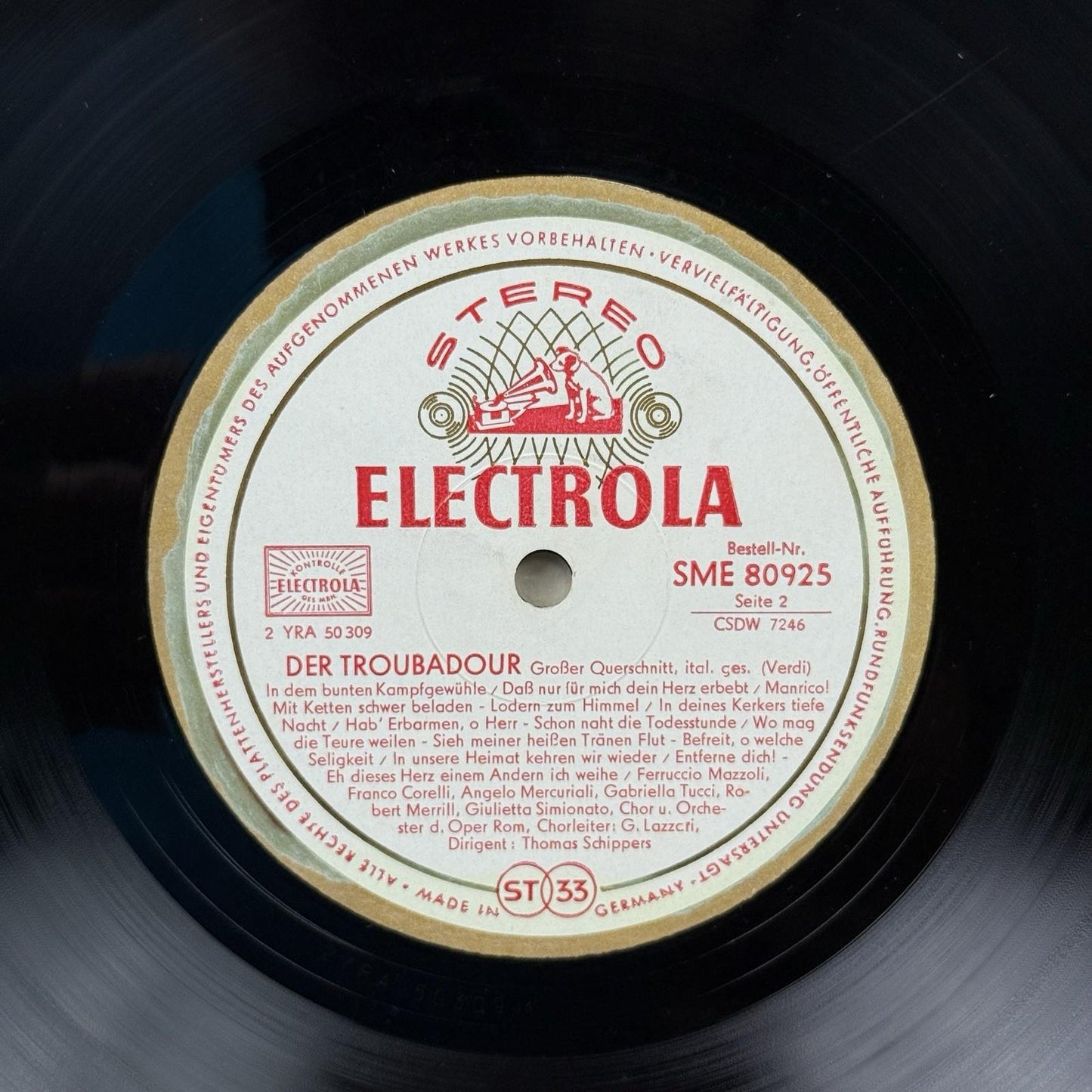 Giuseppe Verdi Der Troubadour SME 80925 Electrola Vinyl Record - NEAR MINT