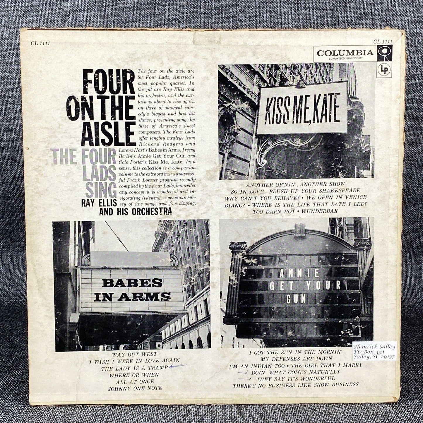 The Four Lads Sing Four on the Aisle Vinyl LP Six-Eye Record