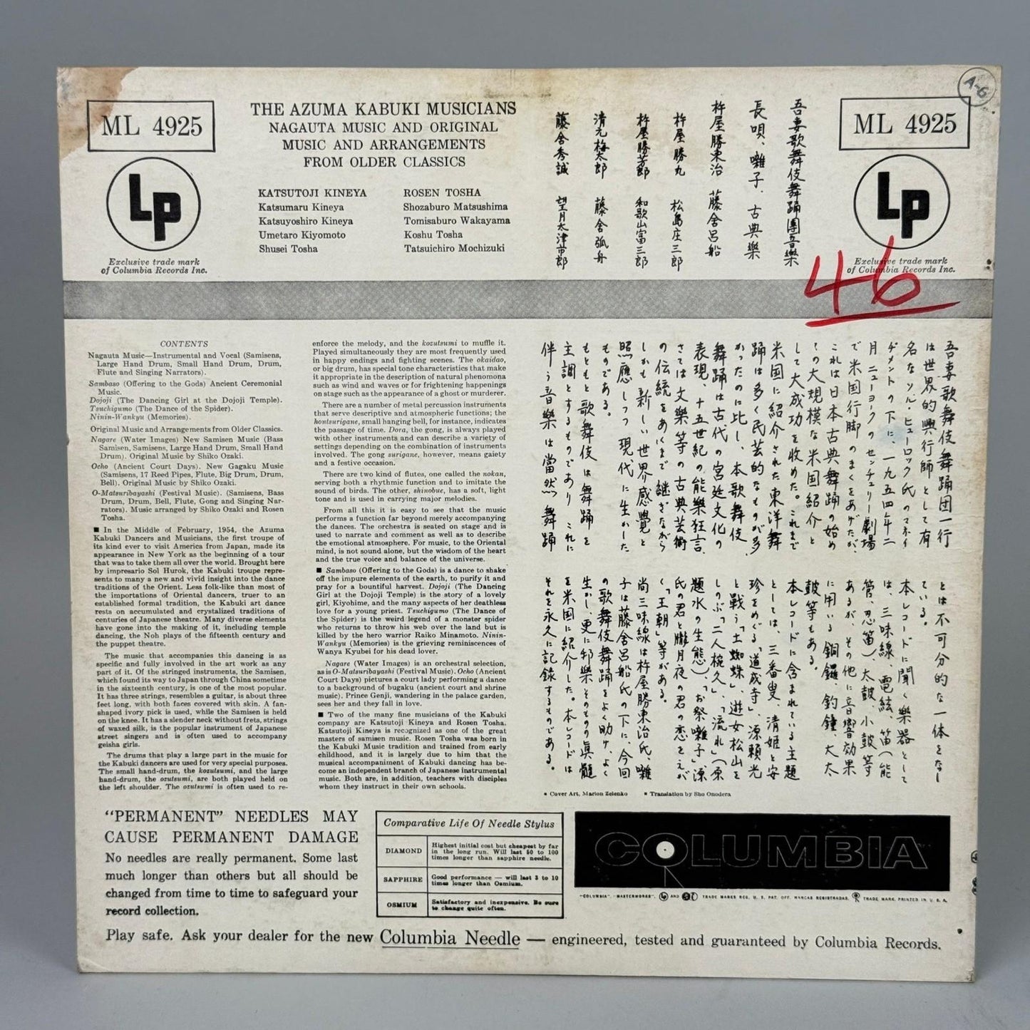 The Azuma Kabuki Musicians 6-EYE LP Vinyl Record - EXCELLENT