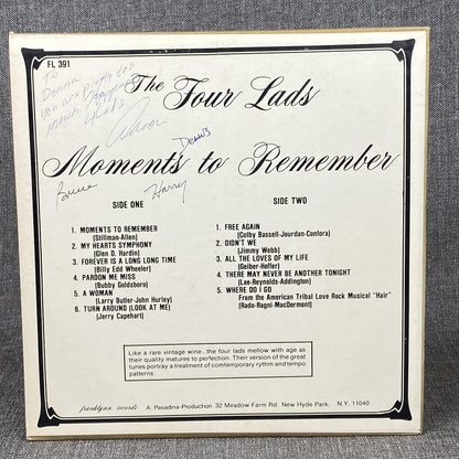 SIGNED THE FOUR LADS Moments To Remember Vinyl LP Franklynn FL 391 NM