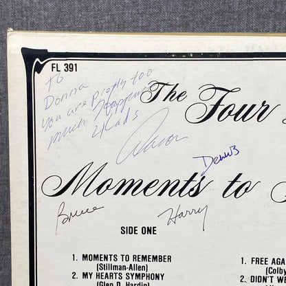 SIGNED THE FOUR LADS Moments To Remember Vinyl LP Franklynn FL 391 NM