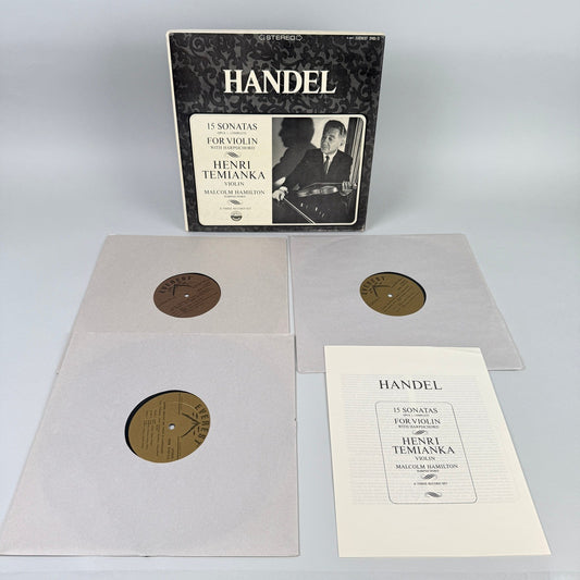 Handel 15 Sonatas for Violin & Harpsichord Henri Temianka 3x vinyl NEAR MINT