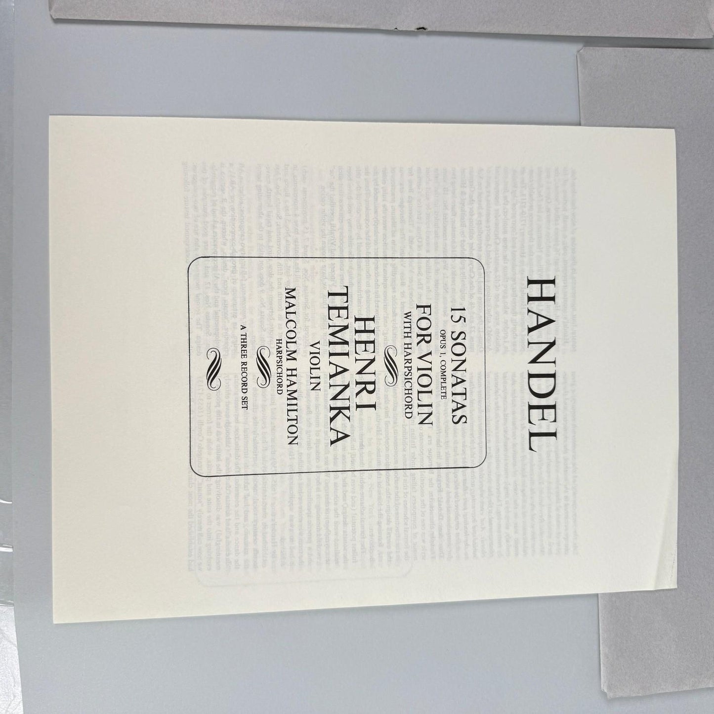 Handel 15 Sonatas for Violin & Harpsichord Henri Temianka 3x vinyl NEAR MINT
