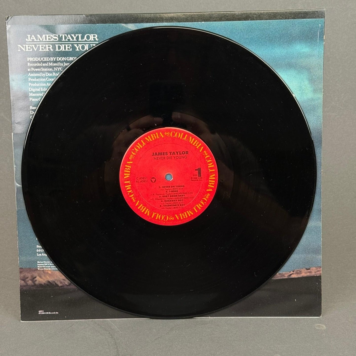 James Taylor Never Die Young Vinyl Record LP 12"1988 -NEAR MINT