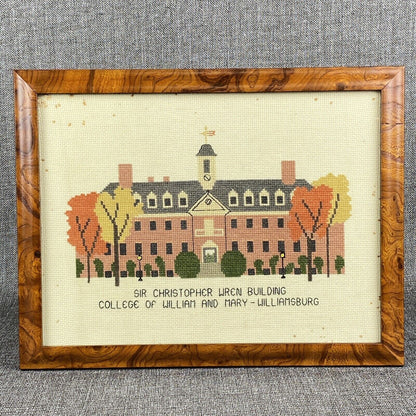 Vintage Completed Williamsburg Cross Stitch  Framed 13.5"x 10.5"