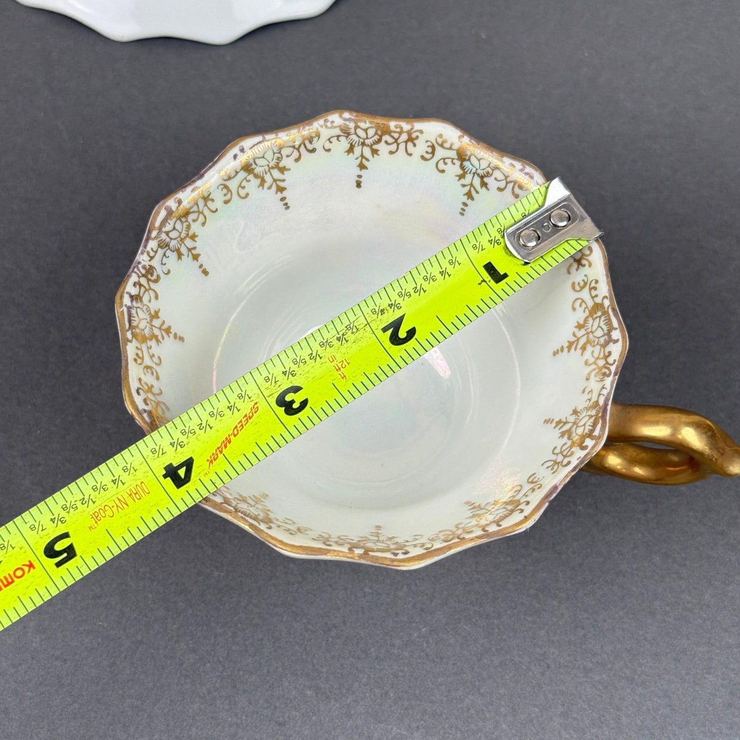 Vintage Teacup and Saucer Set Pink Gold Lusterware Iridescent hand painted