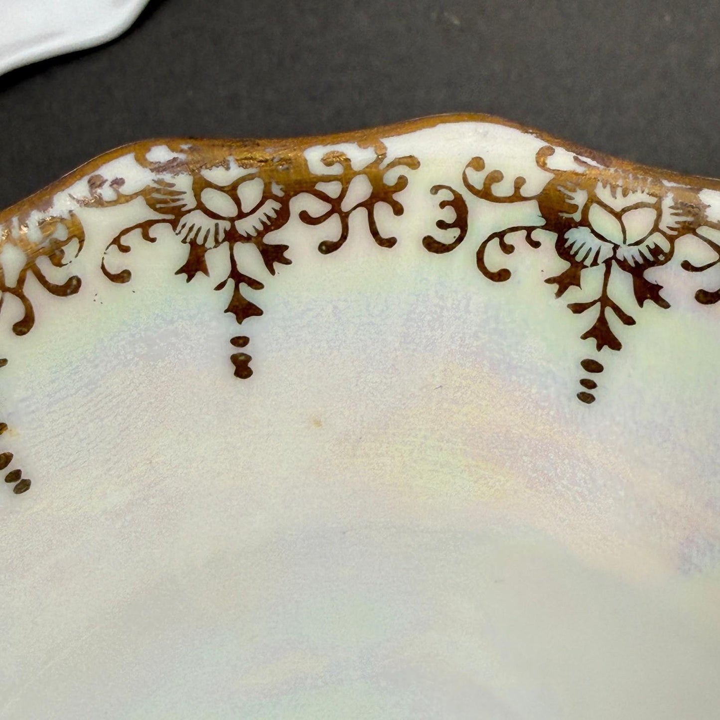 Vintage Teacup and Saucer Set Pink Gold Lusterware Iridescent hand painted