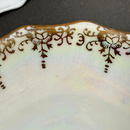 Vintage Teacup and Saucer Set Pink Gold Lusterware Iridescent hand painted