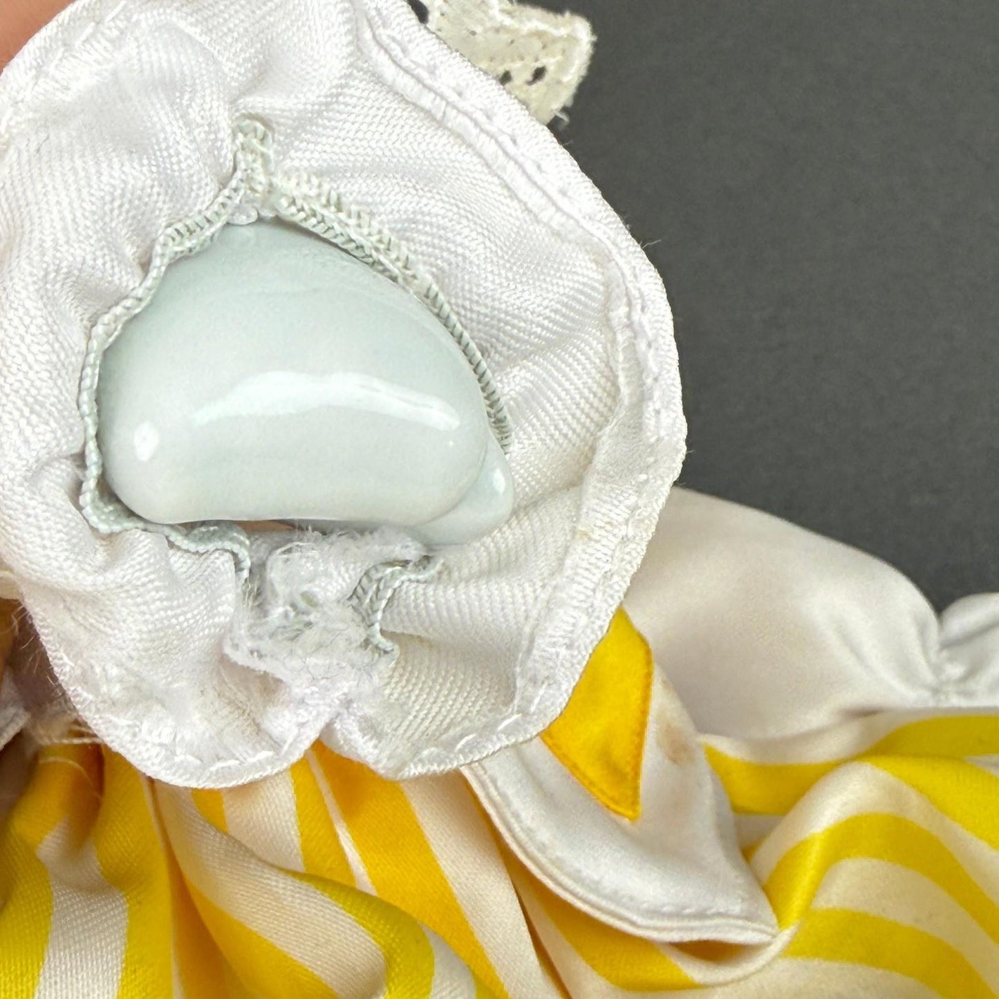 Vintage Porcelain Clown Doll 15" Yellow Harlequin Jester