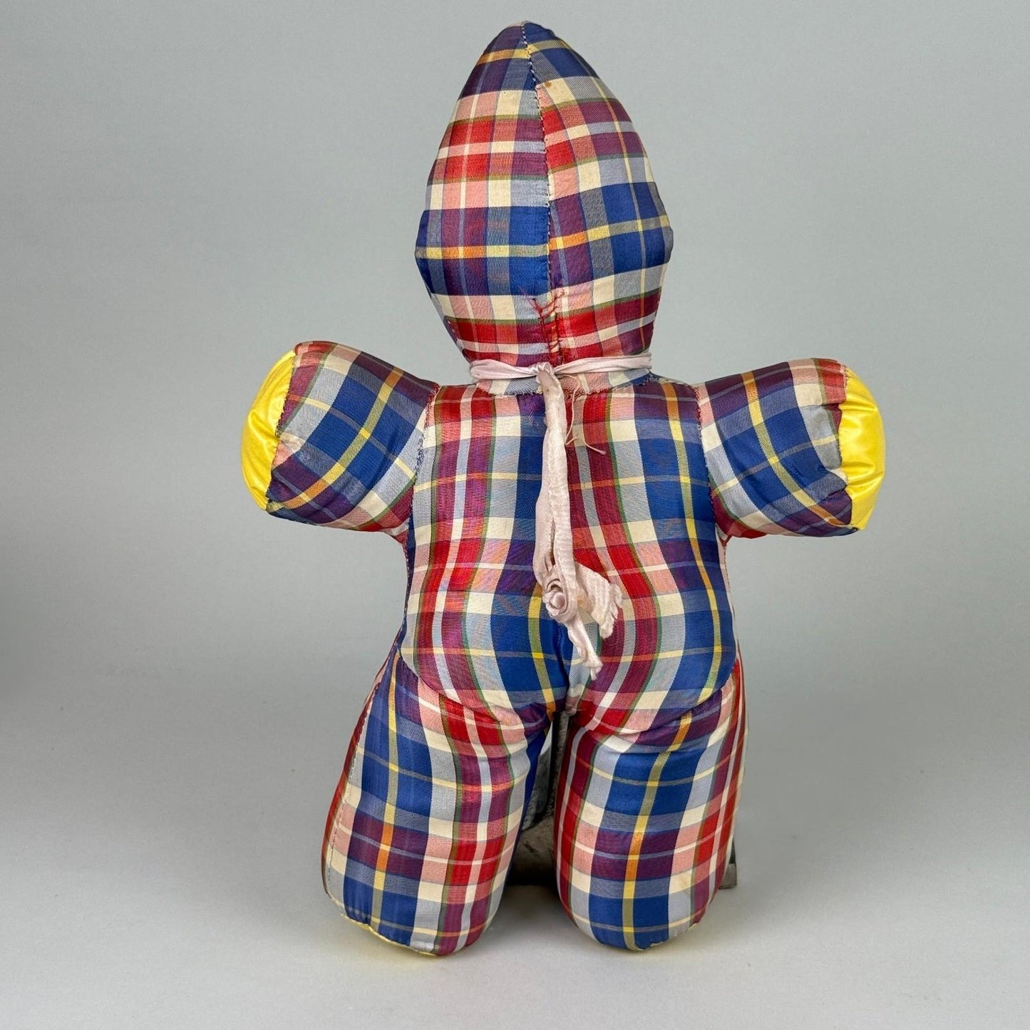 Vintage Vinyl Cloth Baby Doll with Hard Composition Head 13"– Plaid Romper, 13"