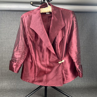 Cranberry Blouse Alex Evenings Petite LP (Vintage)