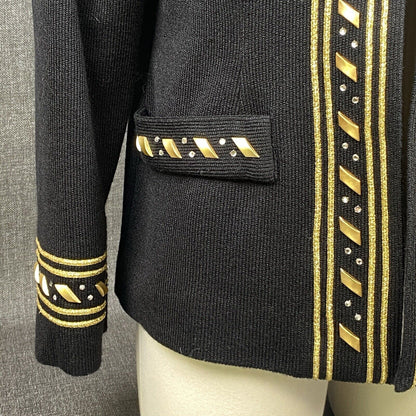 Focus 2000 Women Blazer Jacket Black and Gold Size 8