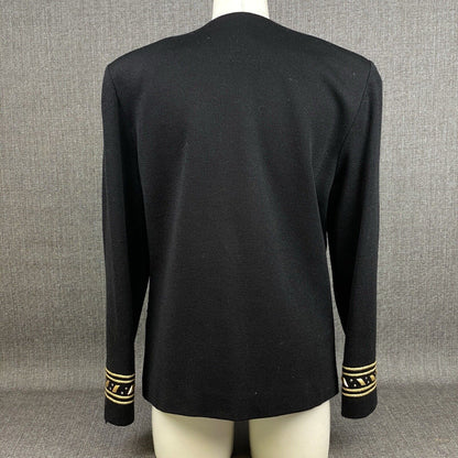 Focus 2000 Women Blazer Jacket Black and Gold Size 8