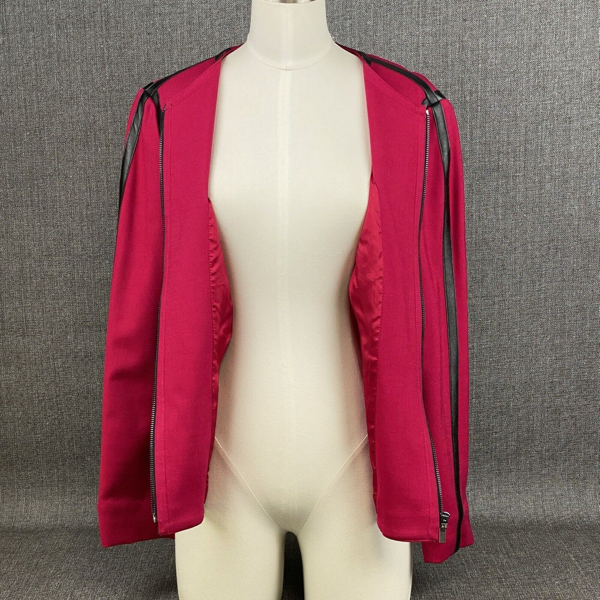 Carlisle Vintage Full Zip Classic Blazer Jacket Cranberry and Black Size 10