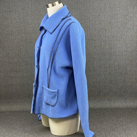 Maralyce Ferree Womens Fleece Coat Jacket Size Medium Blue/Black Button Front