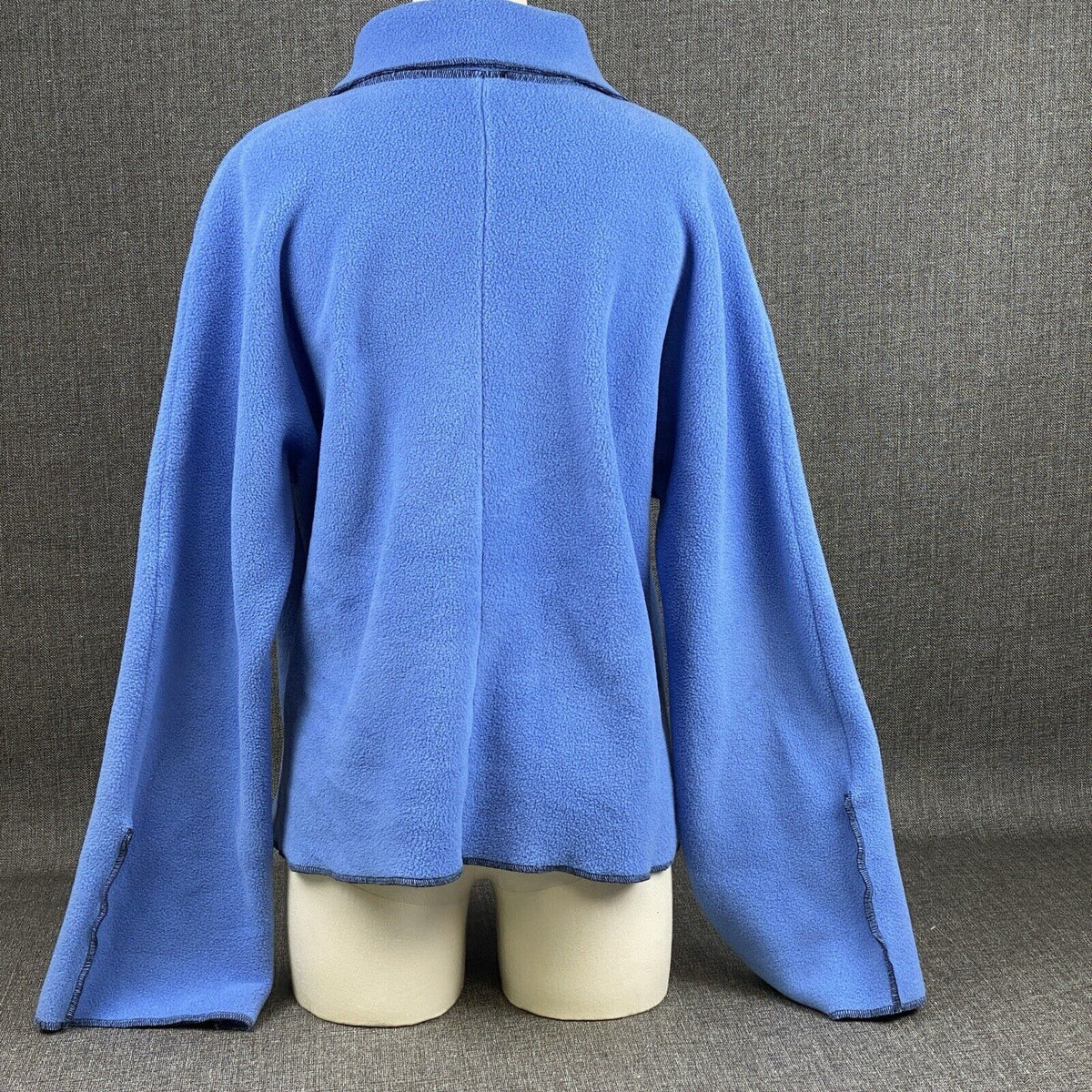 Maralyce Ferree Womens Fleece Coat Jacket Size Medium Blue/Black Button Front