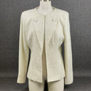 Trenz by Theresa Renz Women Embroidered Blazer Jacket Cream Size L