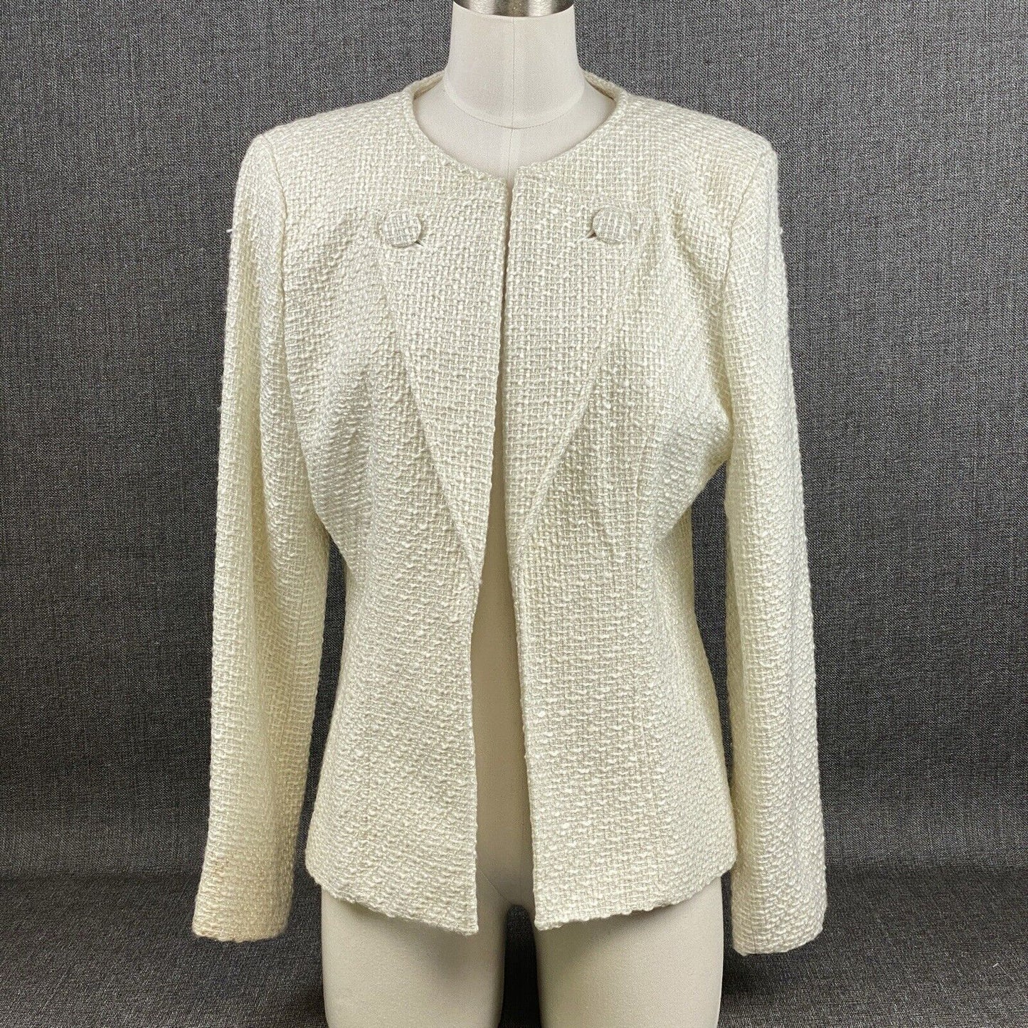 Trenz by Theresa Renz Women Embroidered Blazer Jacket Cream Size L