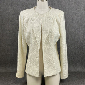 Trenz by Theresa Renz Women Embroidered Blazer Jacket Cream Size L