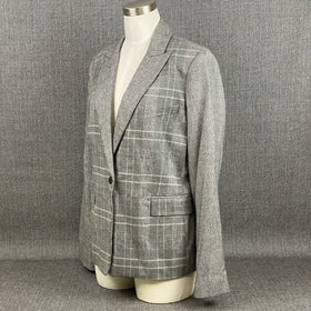 Vintage Carlisle Women's Gray Plaid Blazer Jacket Size 12 Viscose / Wool