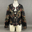 Vintage Florissant New York Sheer Silk Embroidered Shell Jacket Top Size S Funky