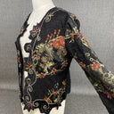 Vintage Florissant New York Sheer Silk Embroidered Shell Jacket Top Size S Funky