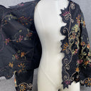 Vintage Florissant New York Sheer Silk Embroidered Shell Jacket Top Size S Funky