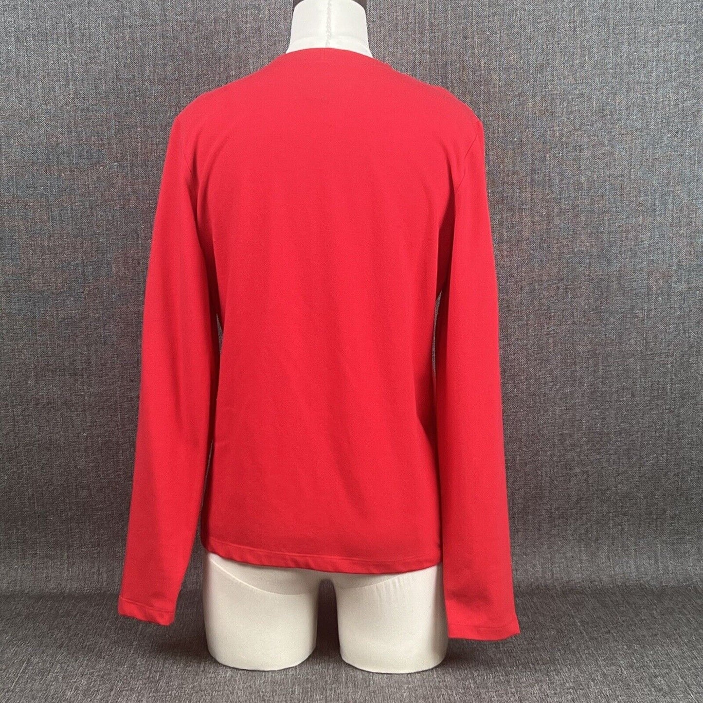 Rafaella Womens Size M Red Cotton Blend Spandex V-Neck Button Up