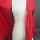 Rafaella Womens Size M Red Cotton Blend Spandex V-Neck Button Up