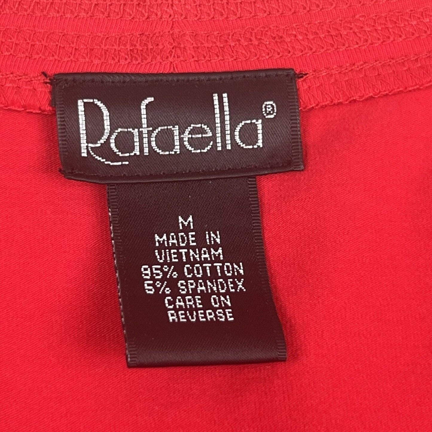 Rafaella Womens Size M Red Cotton Blend Spandex V-Neck Button Up