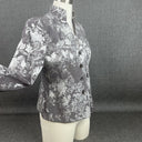 Anne Klein Floral Gray Cotton Blend Blazer Jacket 1-Button Size 6P