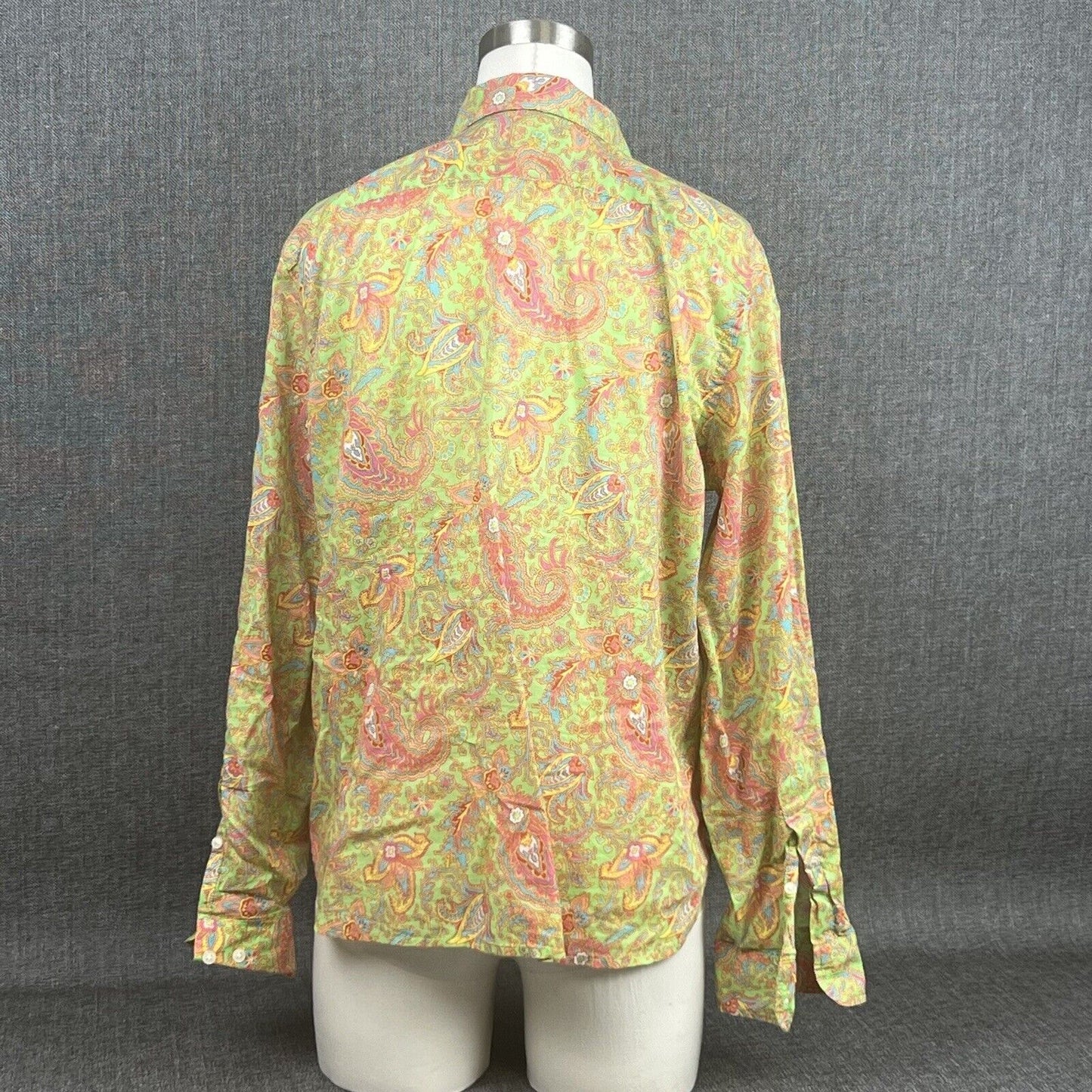 Ralph Lauren Womens Button UP Shirt Paisley Long Sleeve Cotton Size PL