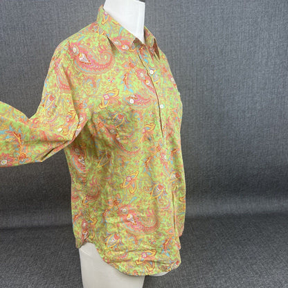 Ralph Lauren Womens Button UP Shirt Paisley Long Sleeve Cotton Size PL