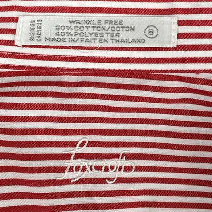 Foxcroft Red Pinstriped Shaped Fit Button Down Shirt Wrinkle Free Size 8