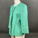 Vintage Preston and York Linen Blend Green Jacket Border Trim Size 10