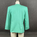 Vintage Preston and York Linen Blend Green Jacket Border Trim Size 10