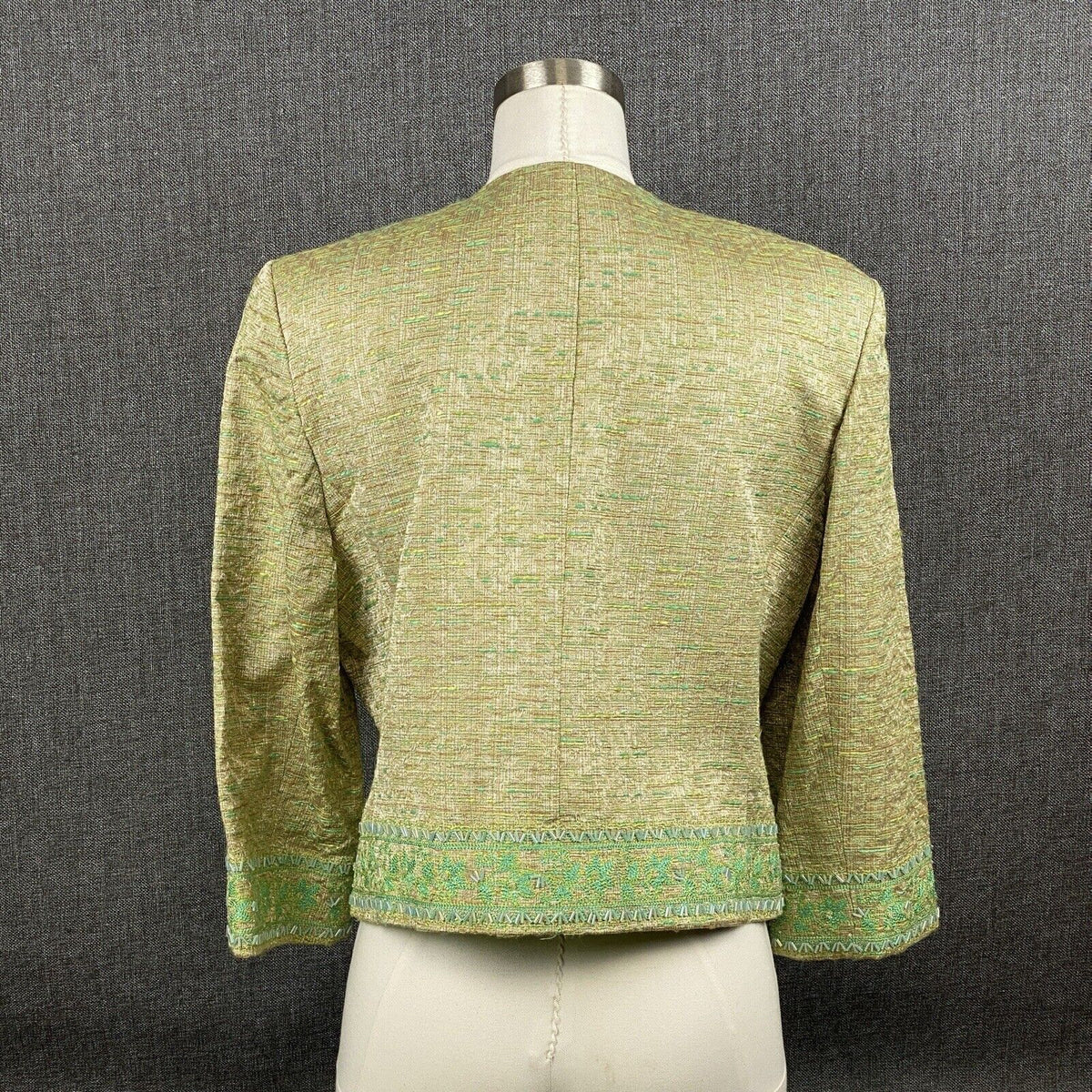 Vintage ARB New York Green Blazer 3/4 Sleeves Size 10 Cotton Blend