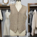 Alanni by Donnybrook Vintage Linen Tailored Vest Lined Plaid Zip Size 10