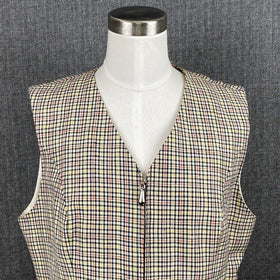 Alanni by Donnybrook Vintage Linen Tailored Vest Lined Plaid Zip Size 10