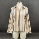 Talbots Petites Stripes Button Up Shirt Size 10 Cotton Spandex