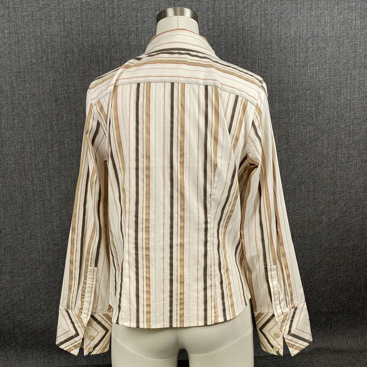 Talbots Petites Stripes Button Up Shirt Size 10 Cotton Spandex