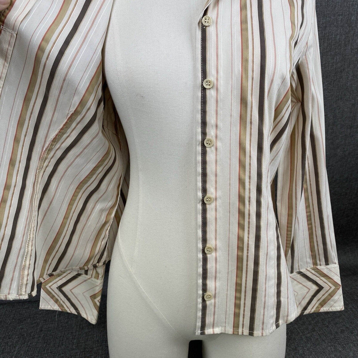 Talbots Petites Stripes Button Up Shirt Size 10 Cotton Spandex