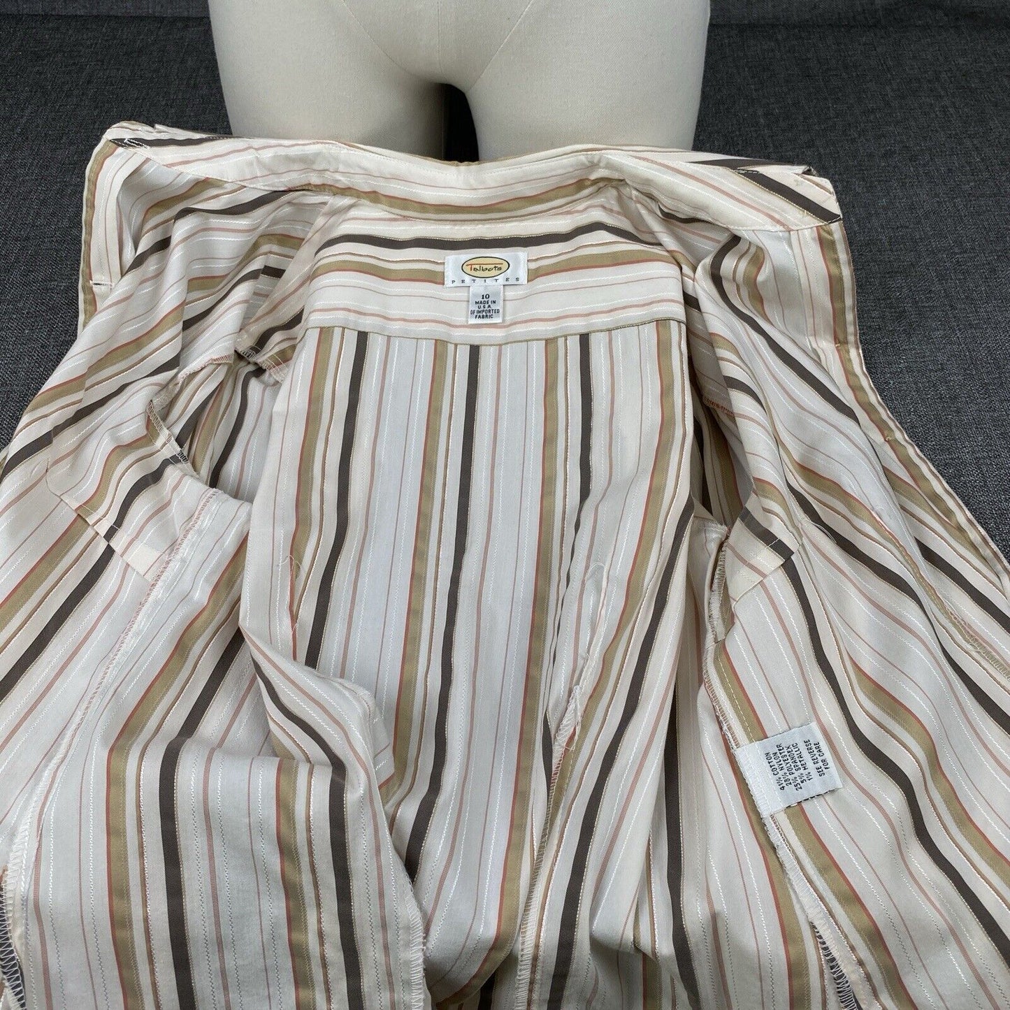 Talbots Petites Stripes Button Up Shirt Size 10 Cotton Spandex