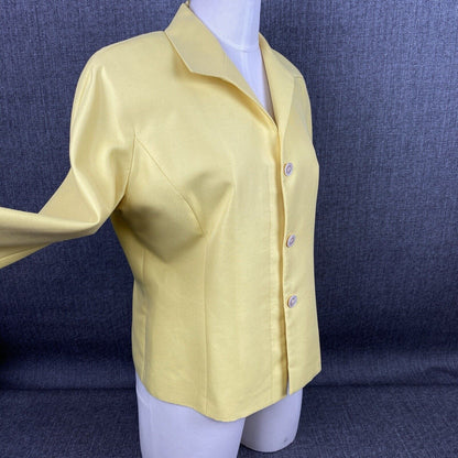 Doncaster Women's BLAZER 10 Petite Yellow Silk Cotton