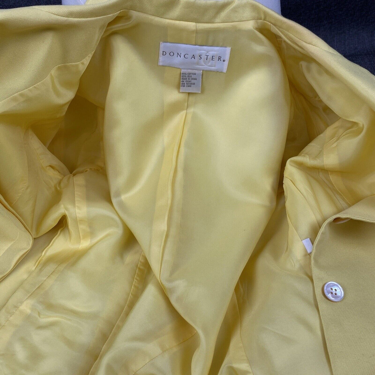 Doncaster Women's BLAZER 10 Petite Yellow Silk Cotton