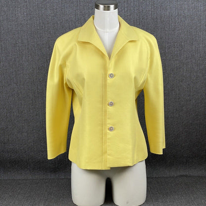 Doncaster Women's BLAZER 10 Petite Yellow Silk Cotton