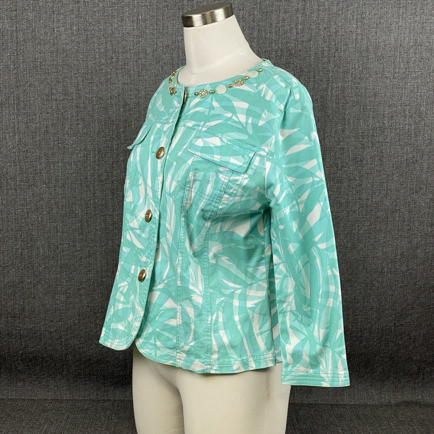 Hearts of Palm Blue Jacket Green Size 10 Cotten Spandex