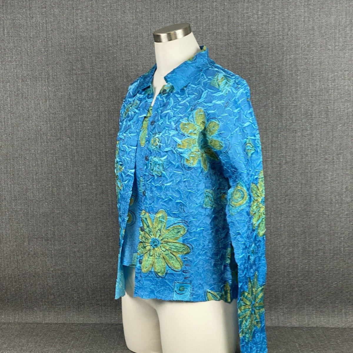 Tania Nardi Reversible Textured Two Piece Top and Open Front Jacket Blue L